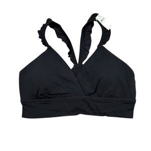Aerie Offline Real Me Xtra Ruffle Sports Bra Black Size Large Lined Padded